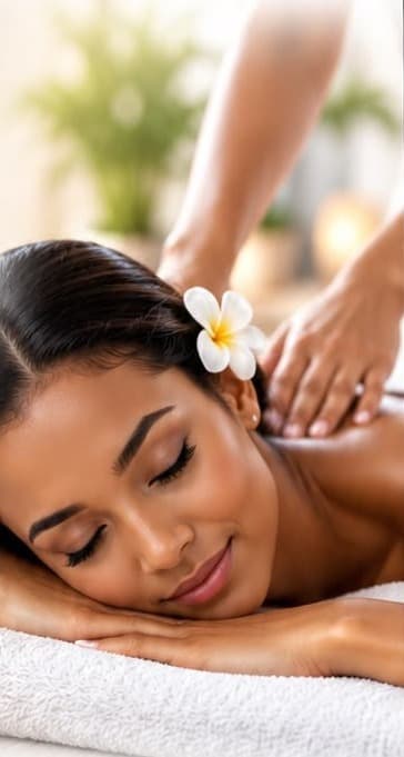 A guest relaxing during a massage